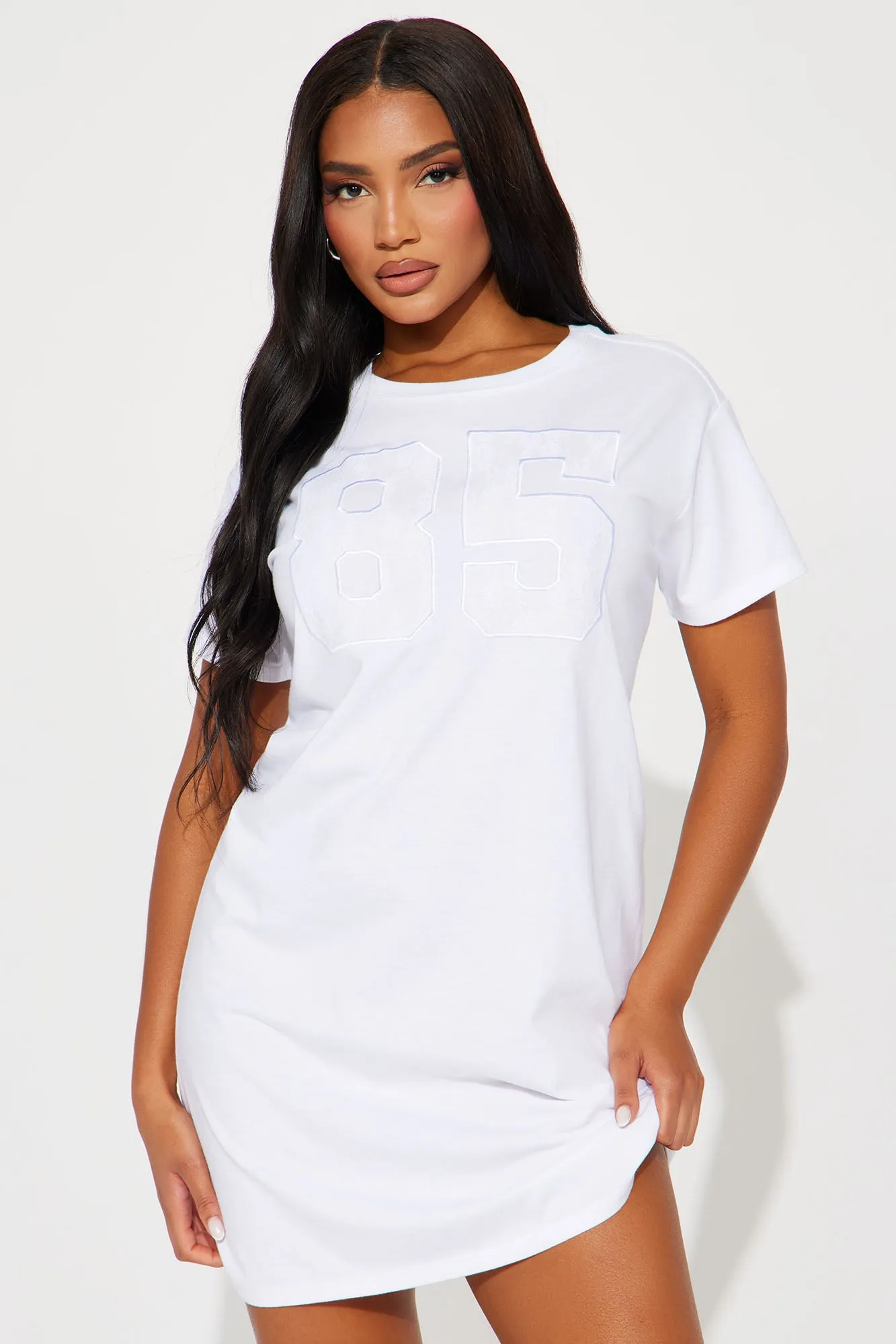 1985 Oversized Mini T-Shirt Dress - White