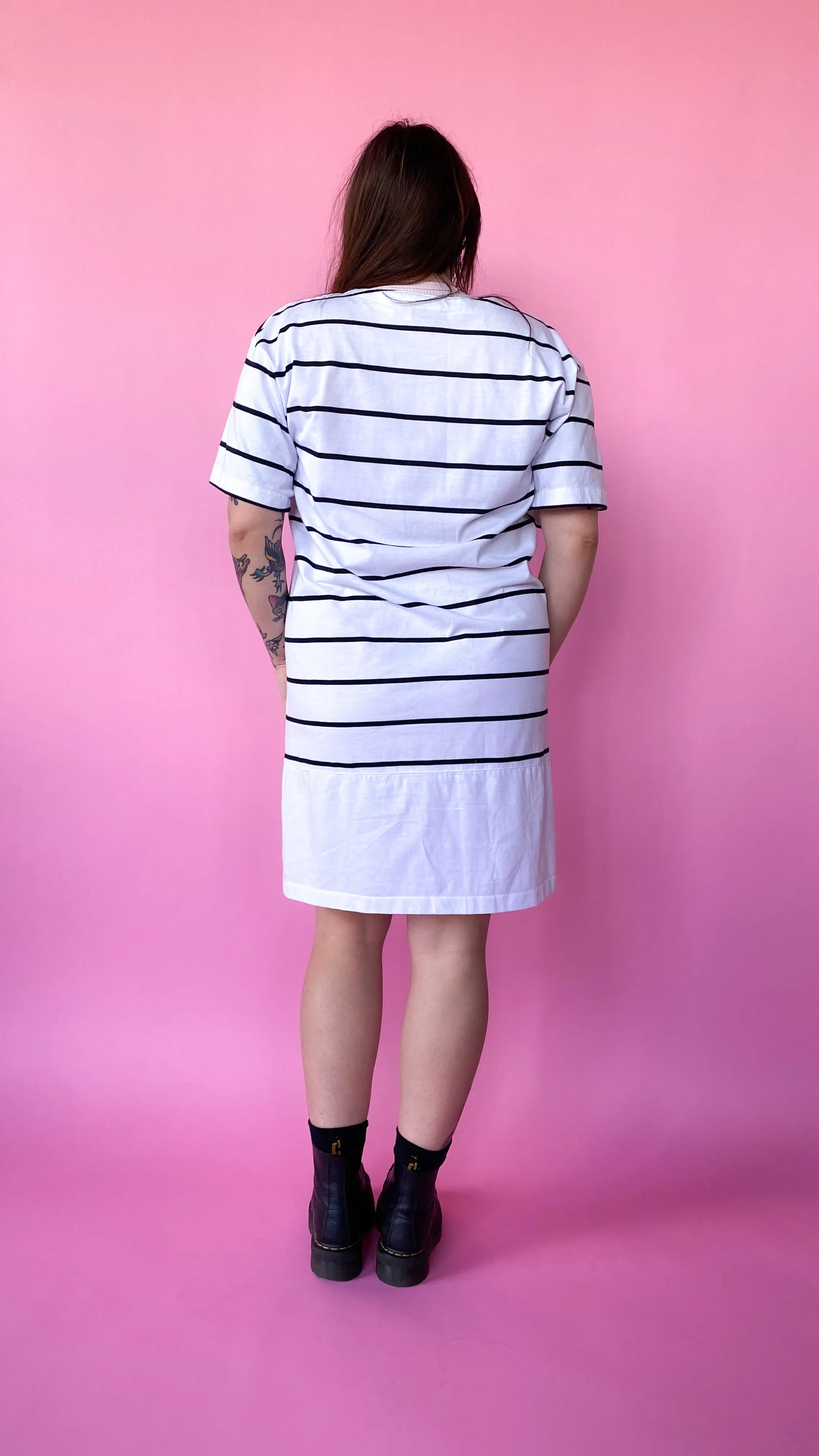 1990s Black and White Striped Dress, sz. 1X