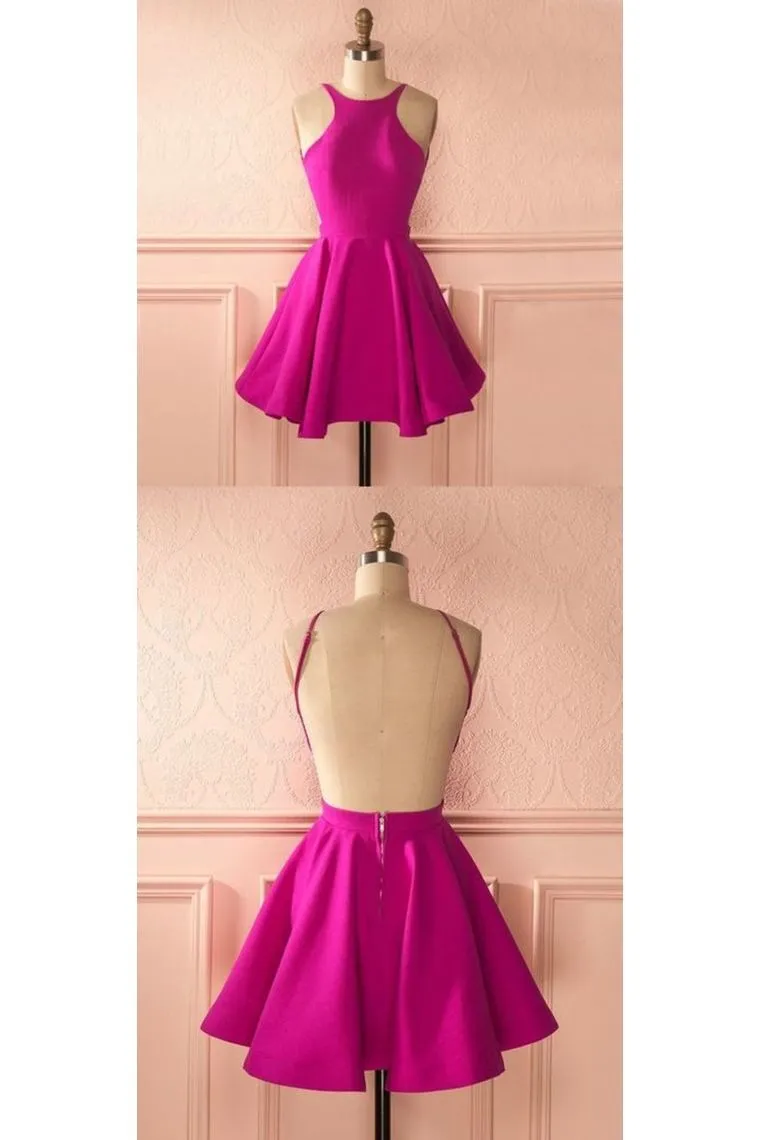 A Line Backless Short Mini Homecoming Dress