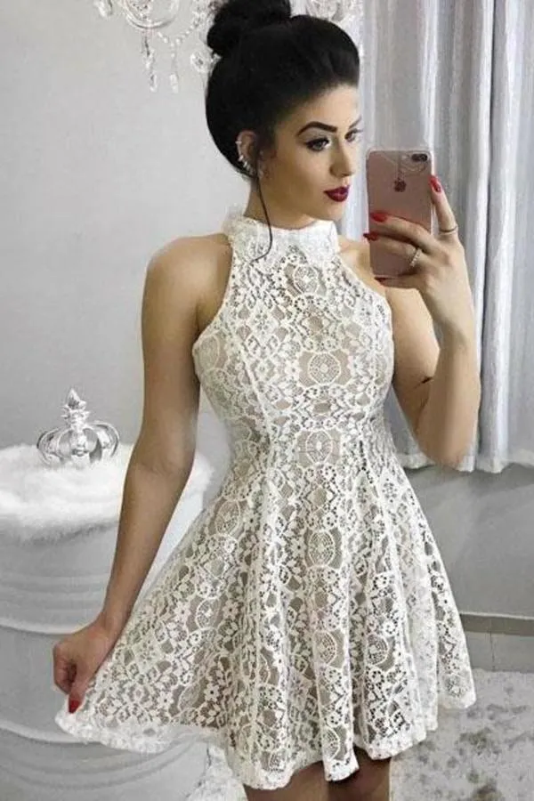 A-Line Lace Short Homecoming Dress Sweet P5QE2111