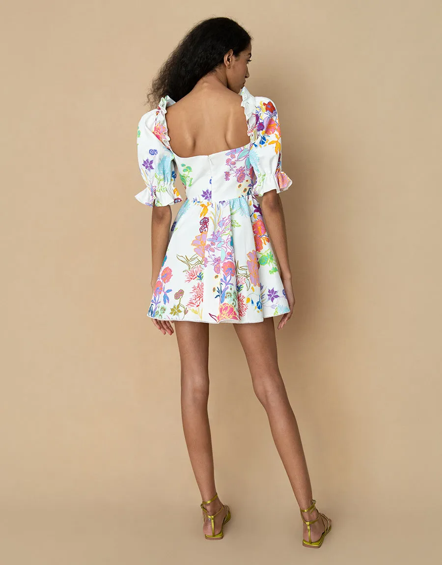 Aja Cotton Mini Dress - Jardin White - SALE