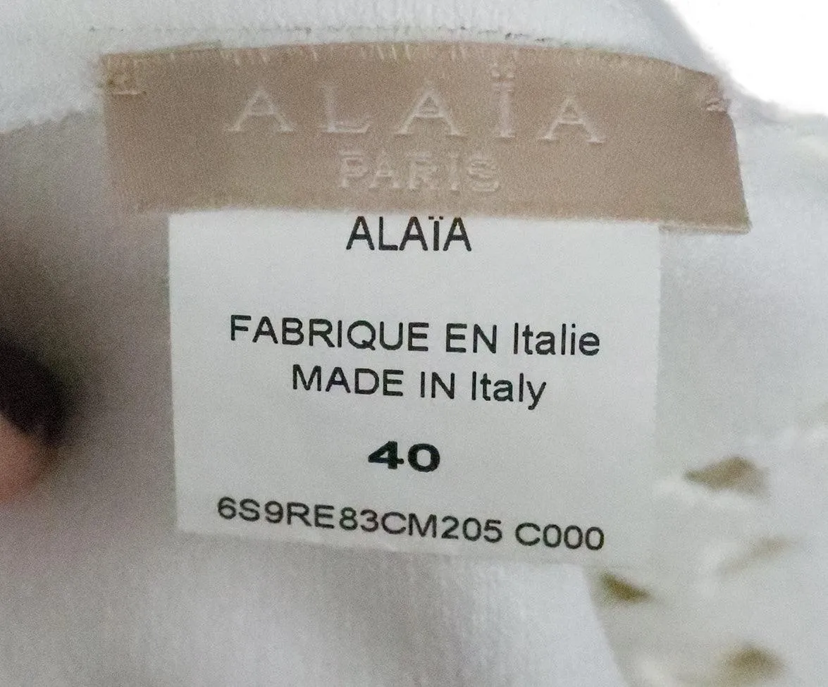 Alaia White Viscose Polyamide Dress sz 4