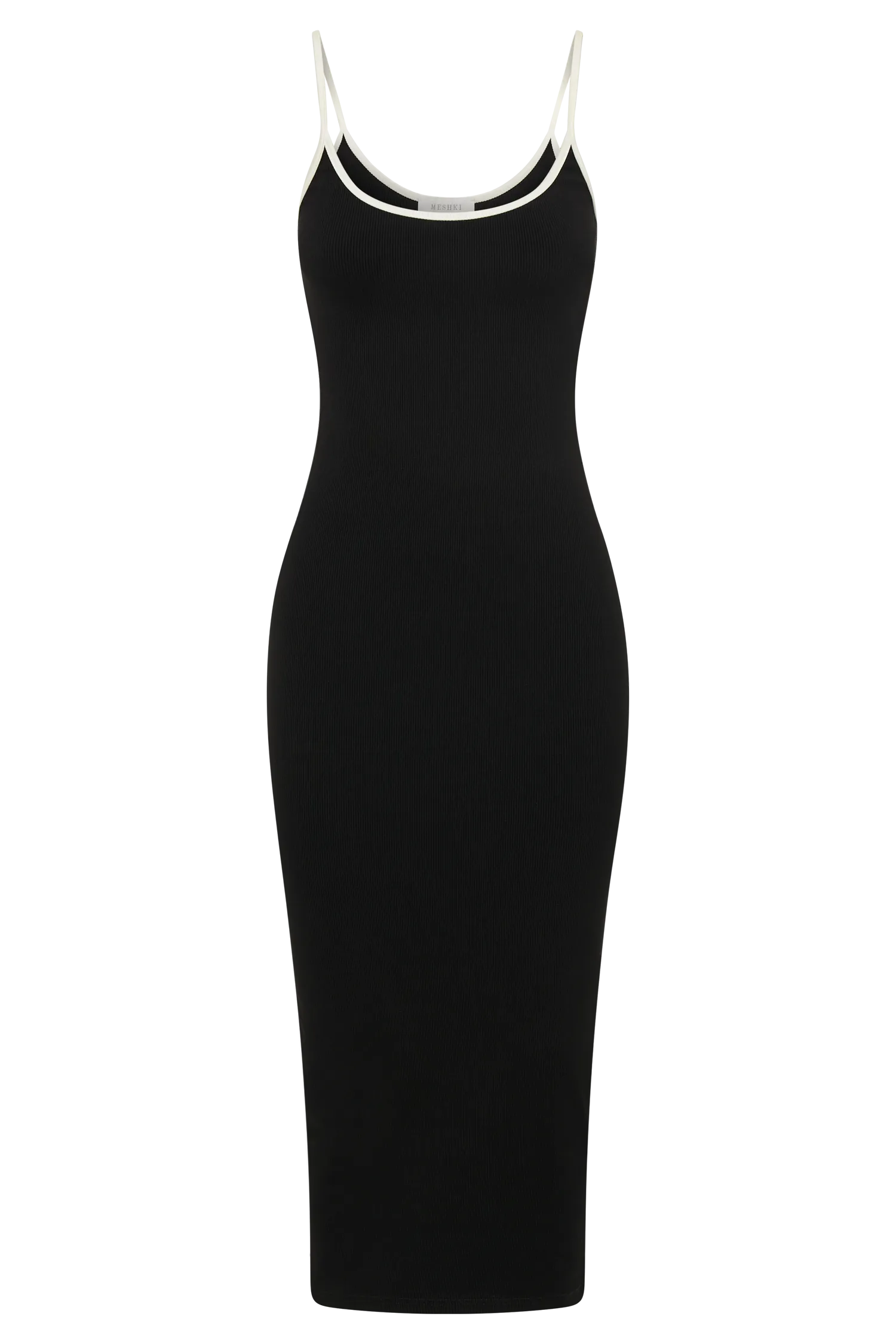 Alexis Ribbed Contrast Midi Dress - Black/White