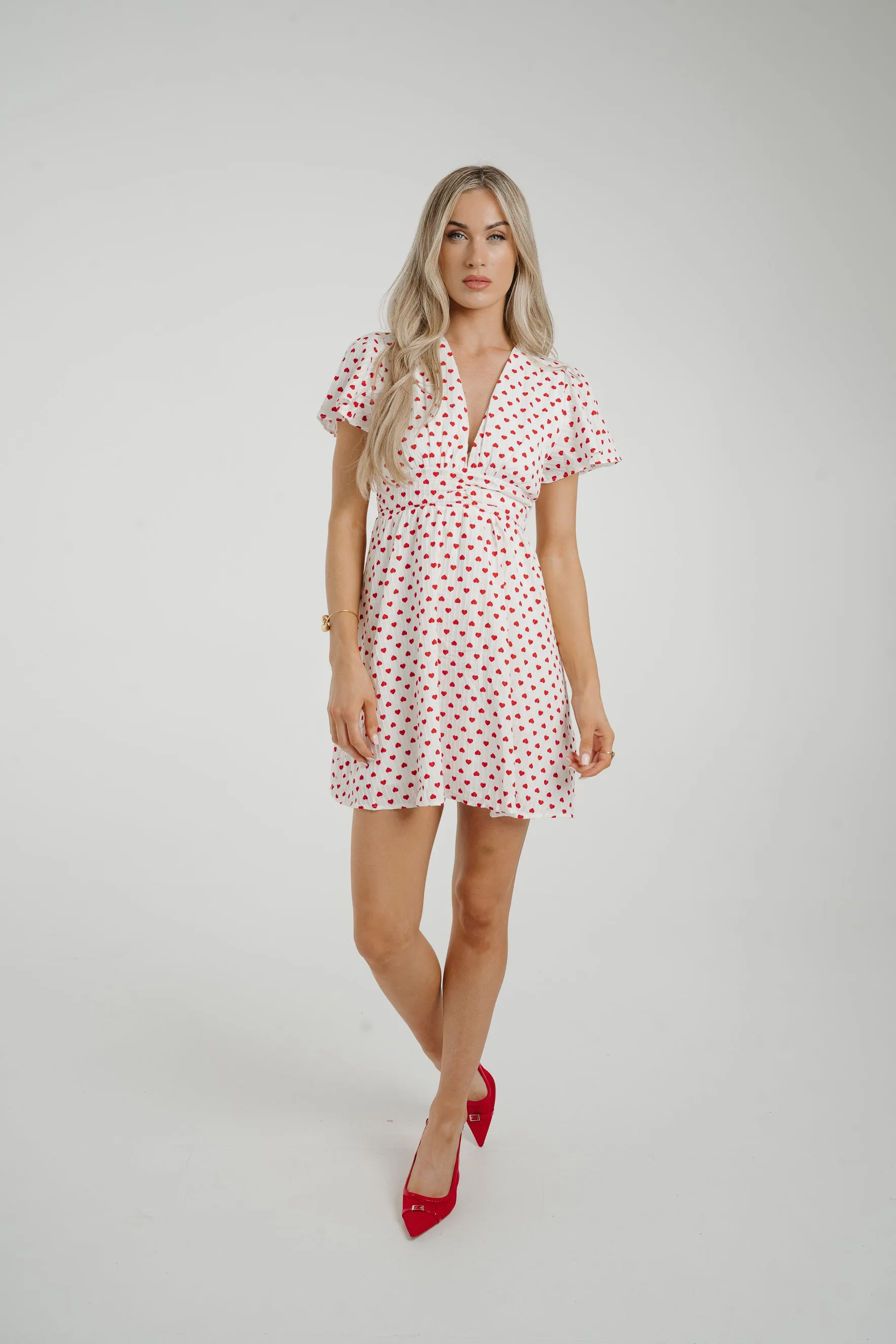 Ally Heart Print Mini Dress In White