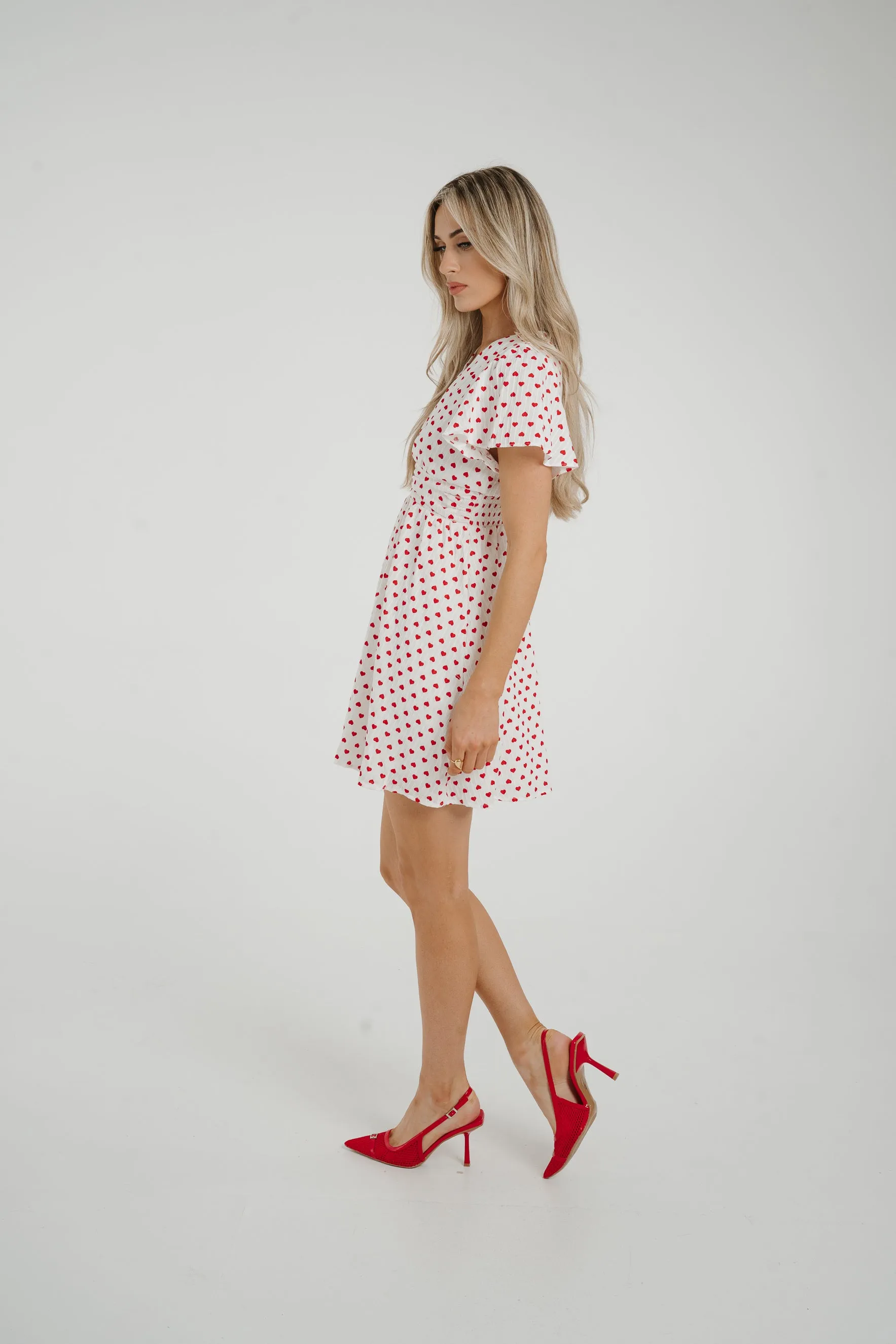 Ally Heart Print Mini Dress In White