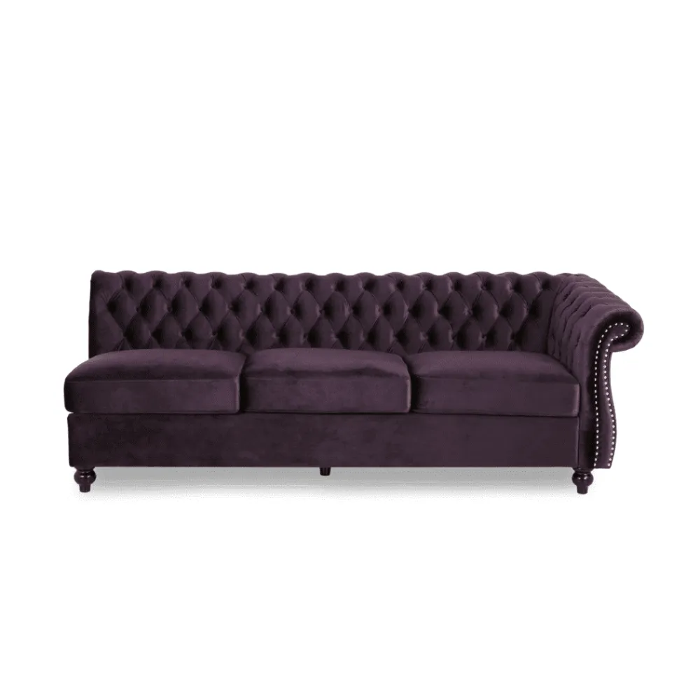 Amberside Suede Tufted Chesterfield Sectional Sofa