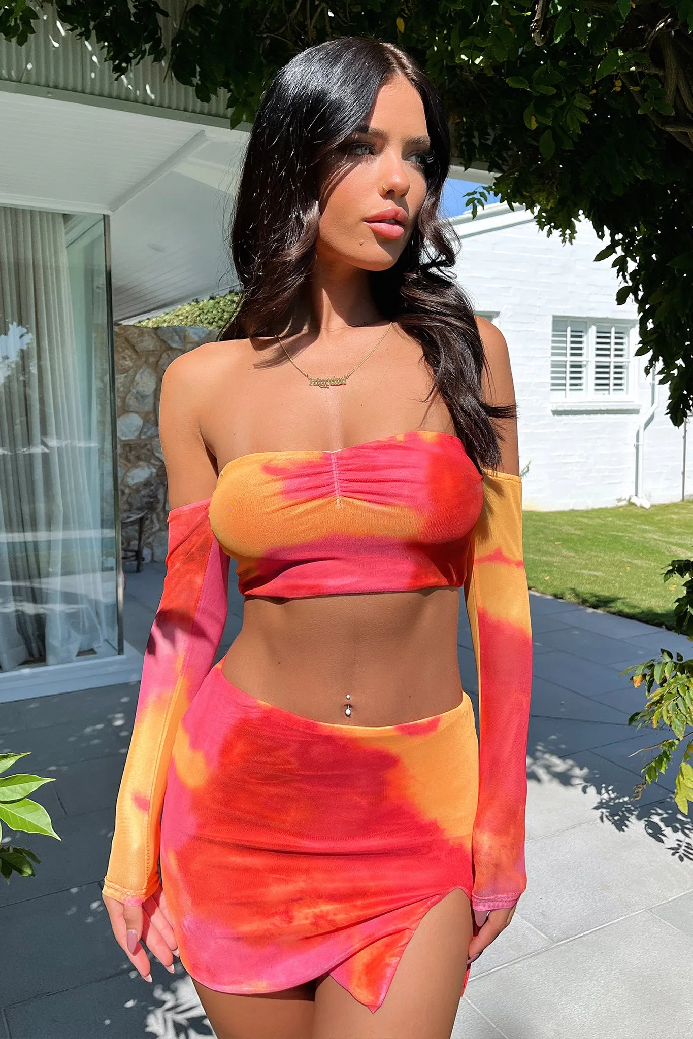 Aria Crop - Pink / Yellow