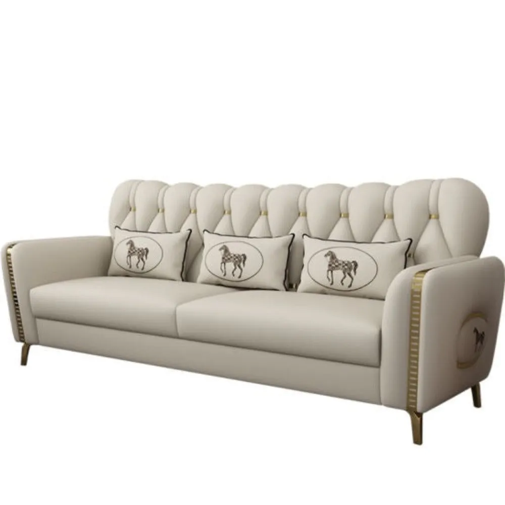 Asian Preimum Straight Line Chesterfield Sofa Set in Leatherette