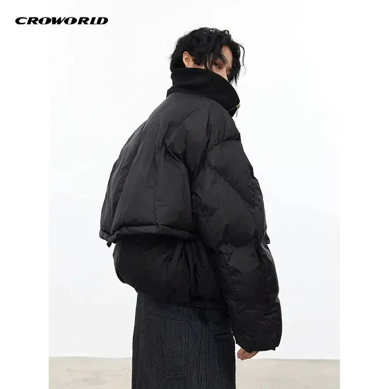 Asymmetrical Zip Layered Puffer Jacket