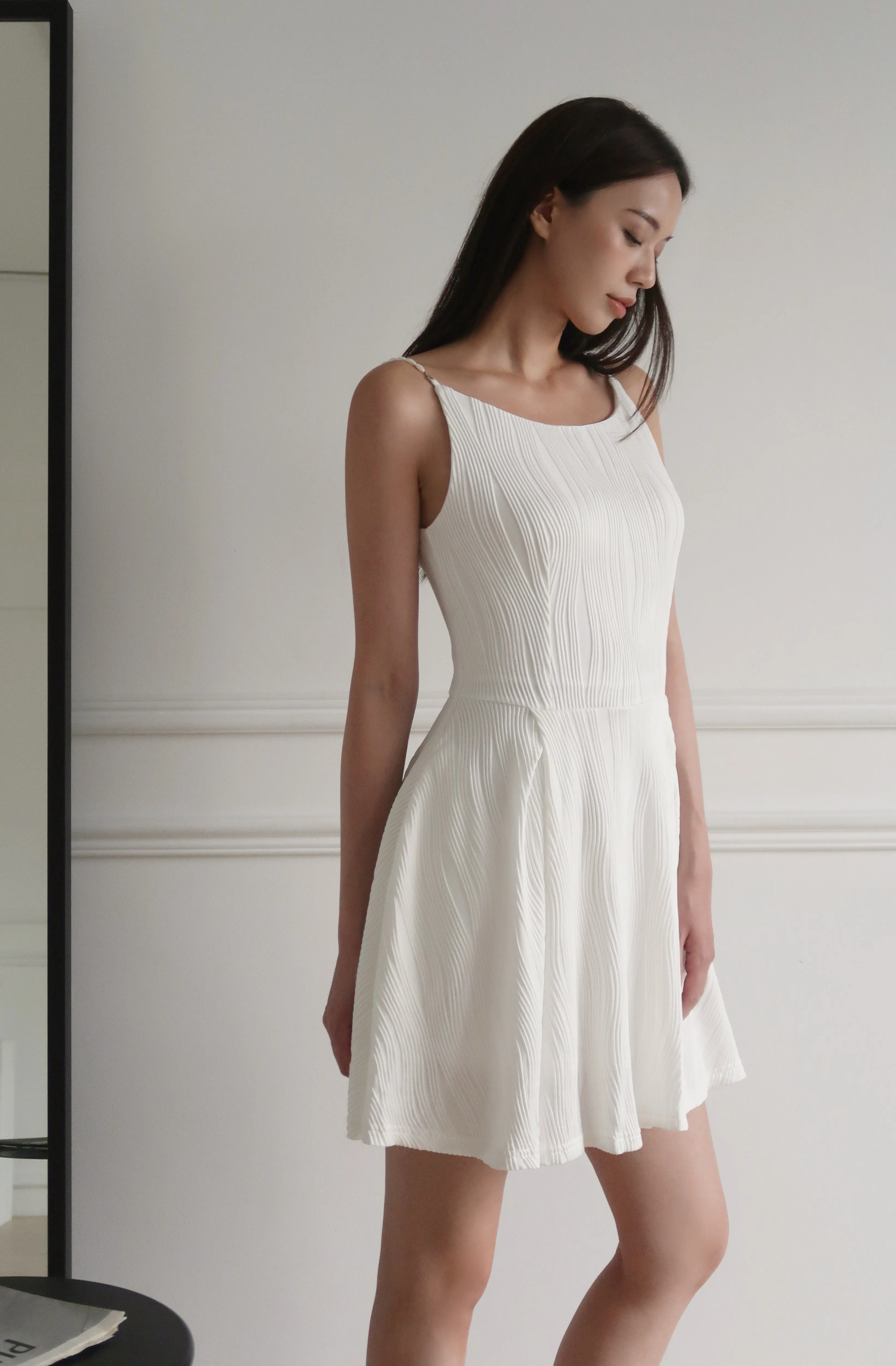 Audrey pearl beaded dress in white