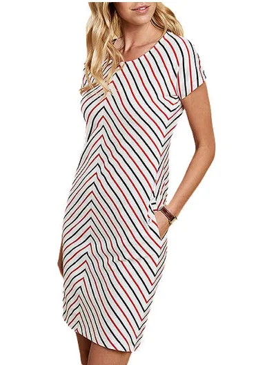 Barbour Whitmore Striped Dress - White/Navy/Orange