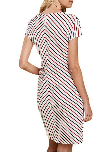 Barbour Whitmore Striped Dress - White/Navy/Orange