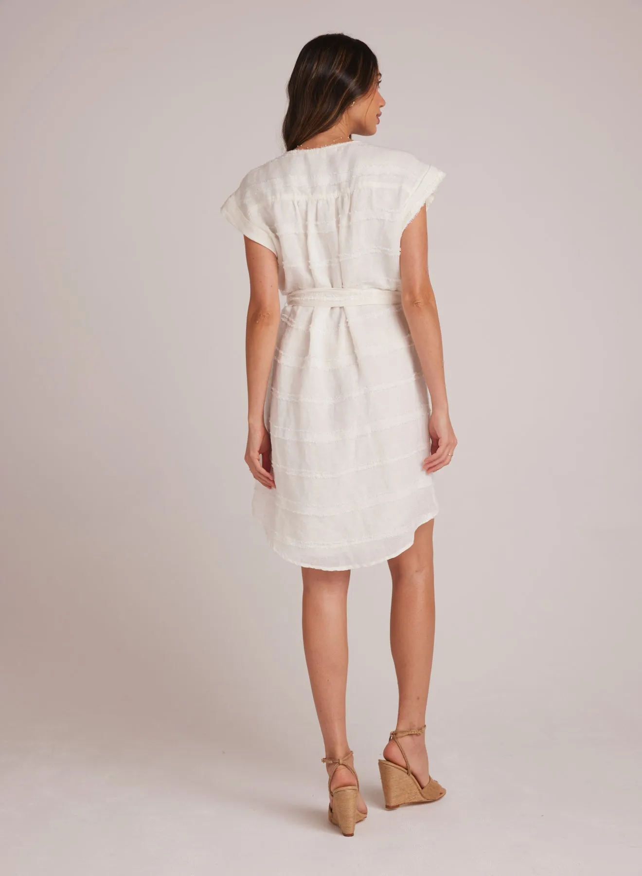 Belted Cap Sleeve Dress - White