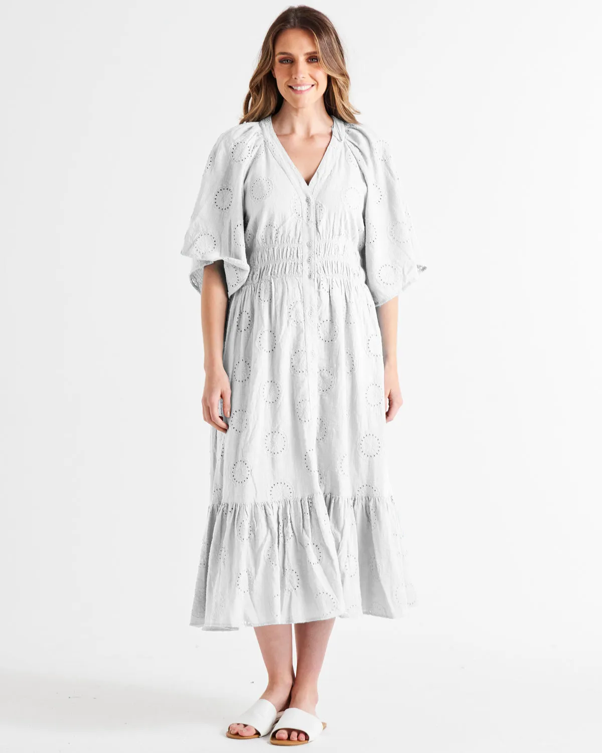 Betty Basics Broderie Dress White