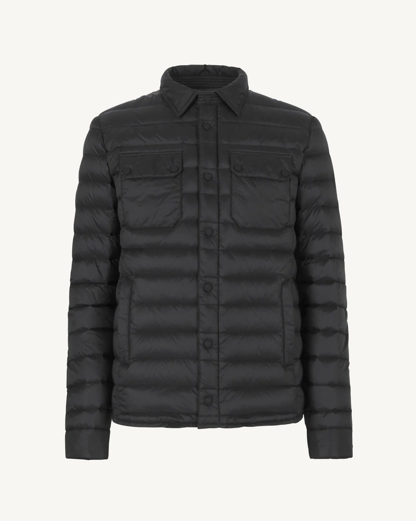 Black Cris lightweight shirt collar puffer jacket