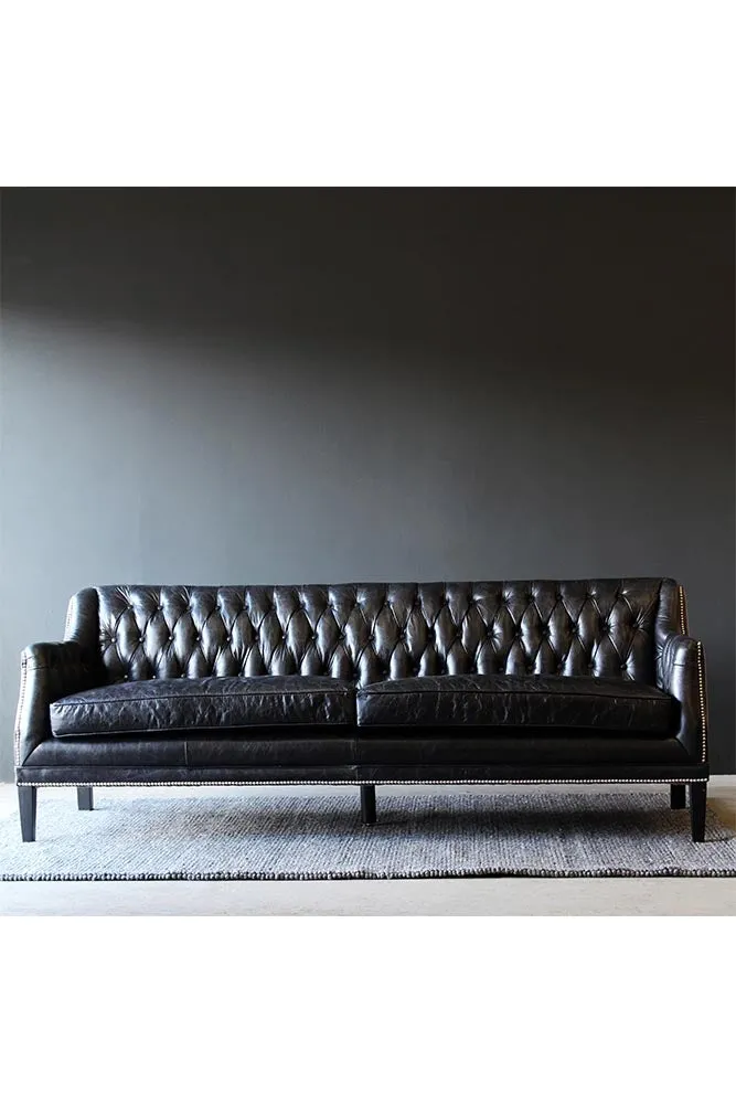 Black Leather Chesterfield 3 Seater Sofa