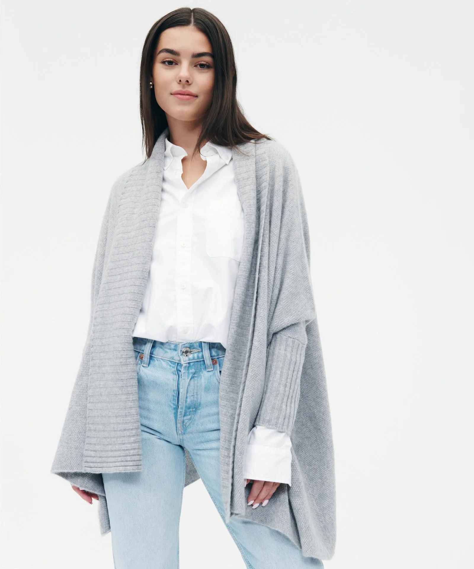 Cashmere Shawl Collar Cocoon Cardigan