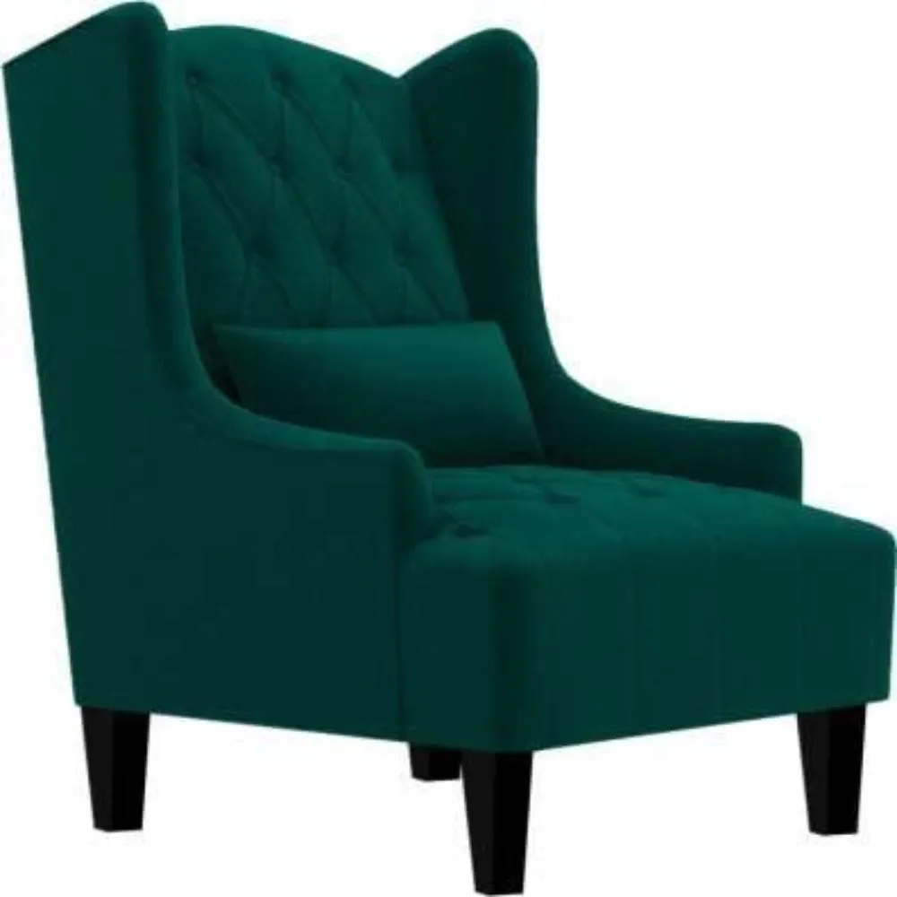 Cayo Chesterfield Wing Chair in Green Color