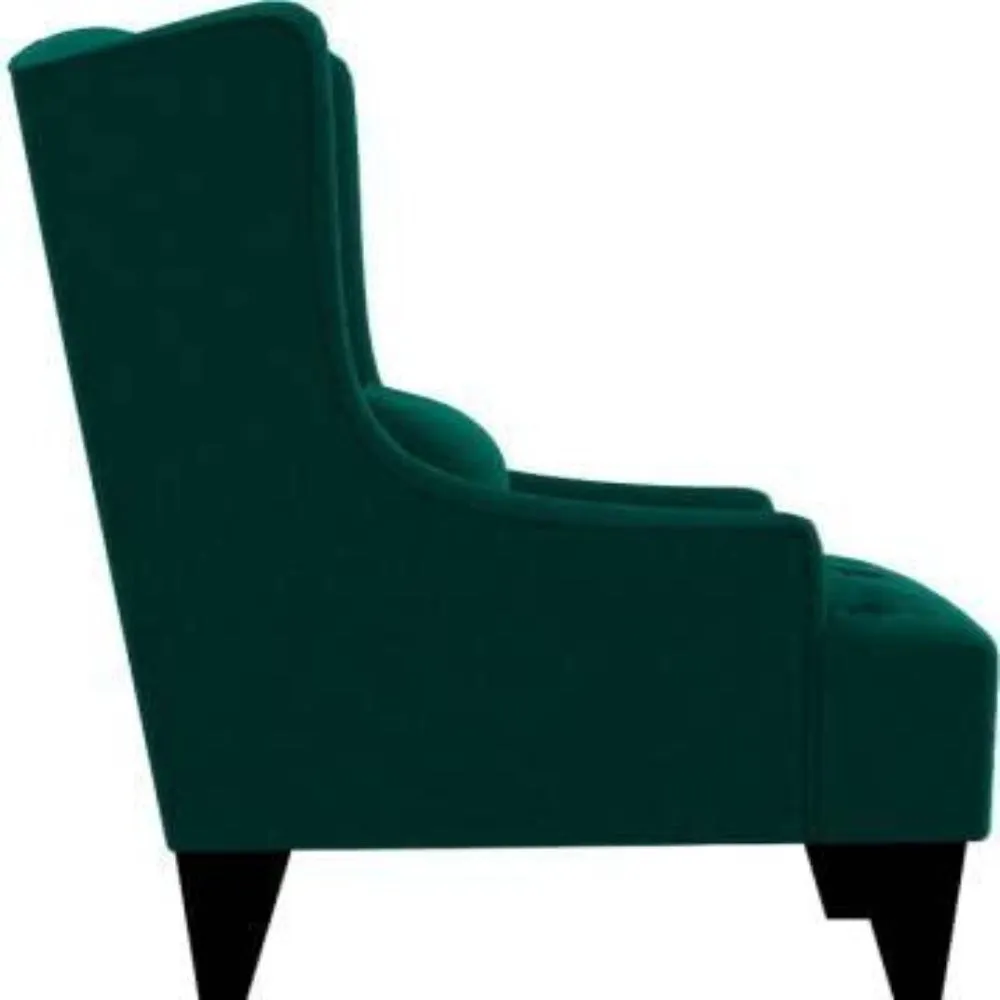 Cayo Chesterfield Wing Chair in Green Color