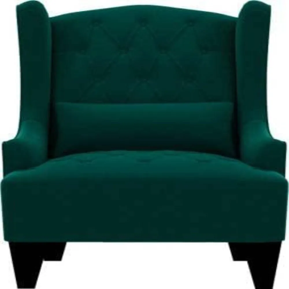 Cayo Chesterfield Wing Chair in Green Color