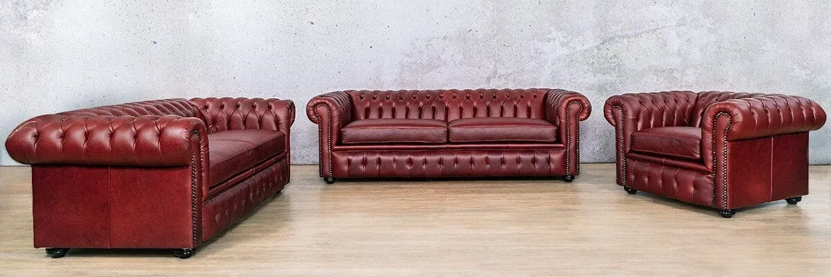 Chesterfield 3 2 1 Leather Sofa Suite