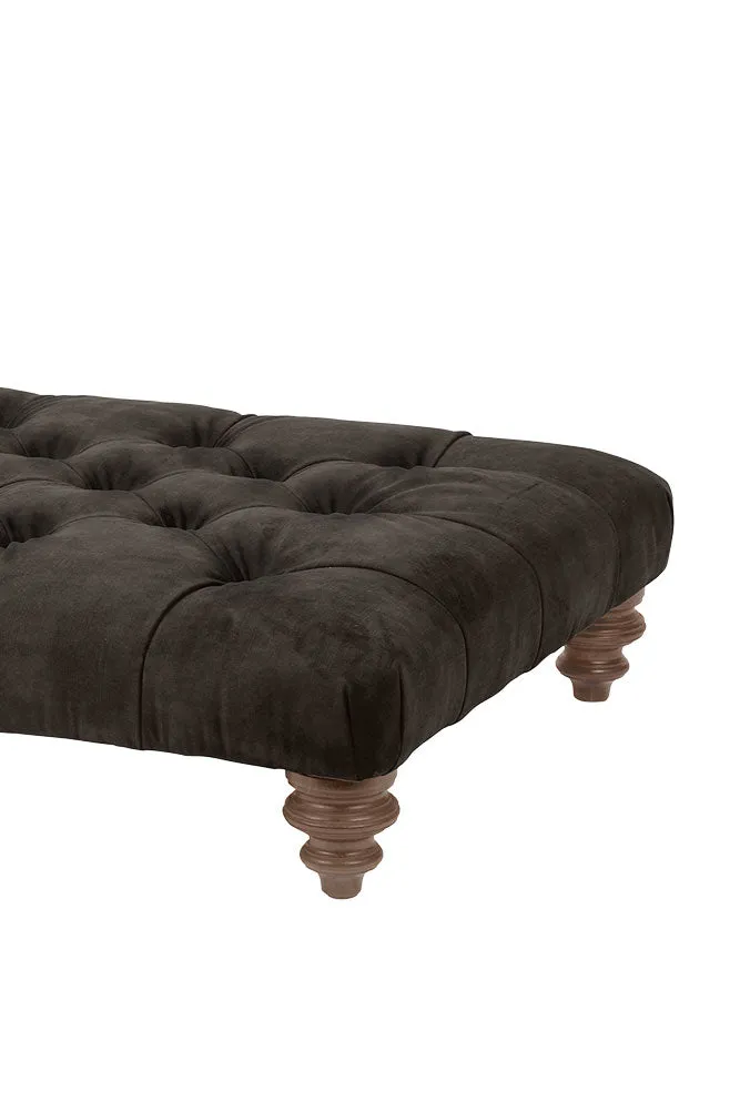 Chesterfield Charcoal Buttoned Footstool