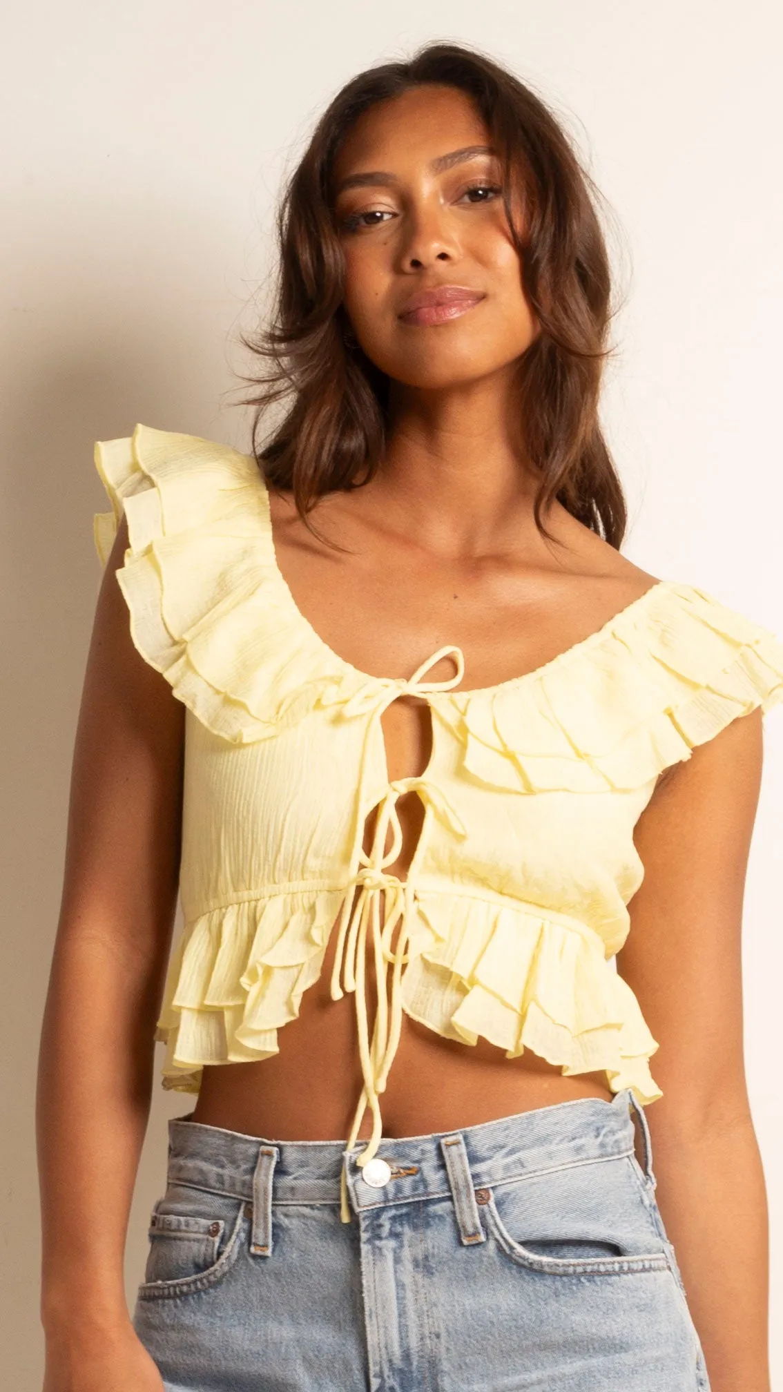 Clara Ruffle Tank - Yellow