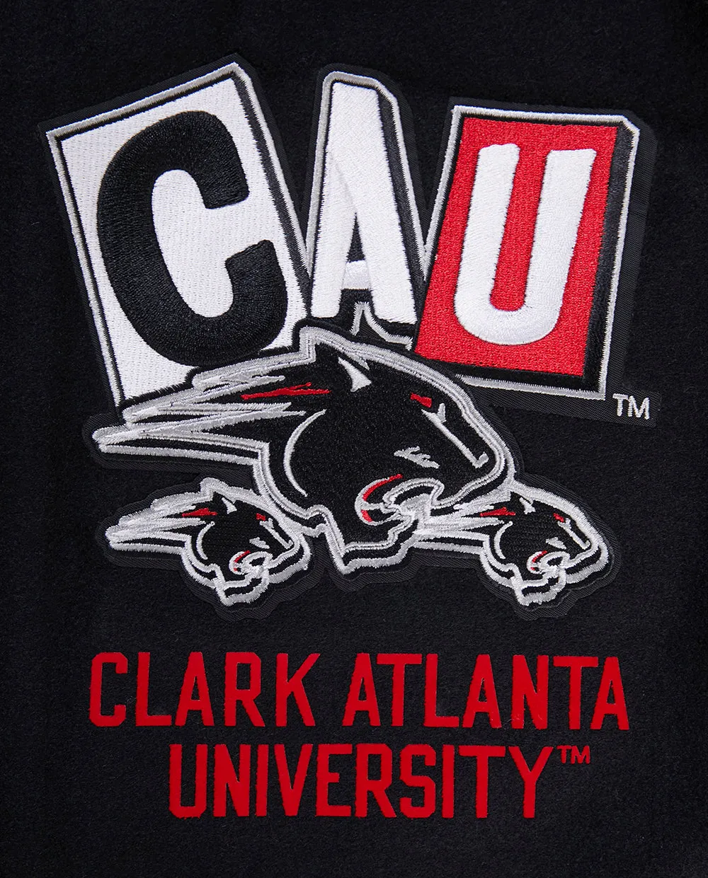 CLARK ATLANTA UNIVERSITY HOMECOMING MEN'S WOOL VARSITY JACKET (BLACK/RED)