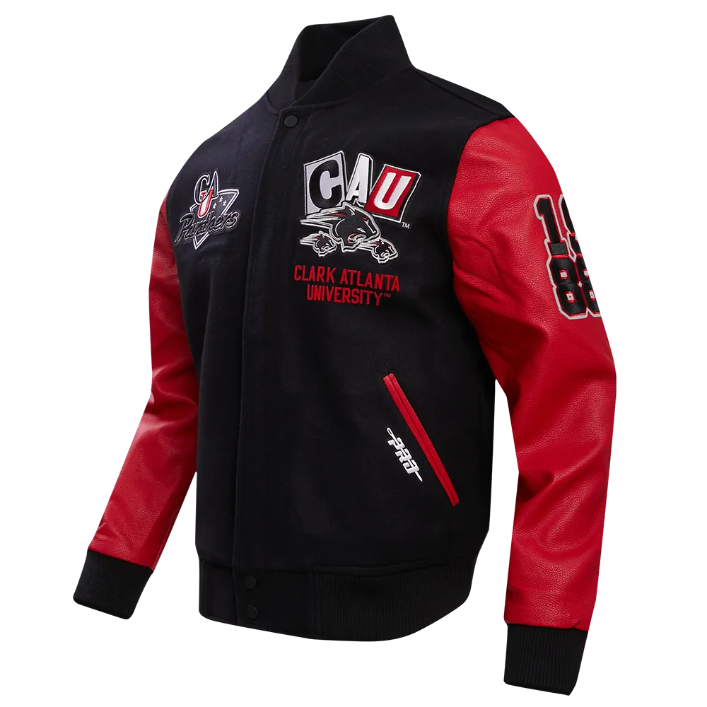 CLARK ATLANTA UNIVERSITY HOMECOMING MEN'S WOOL VARSITY JACKET (BLACK/RED)