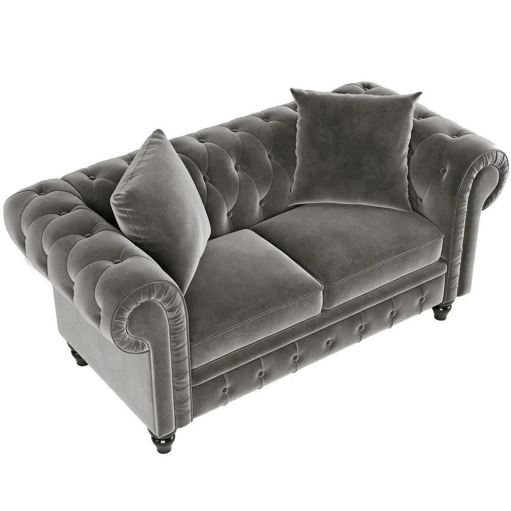 Cosmo Line Chesterfield Sofa Set in Grey