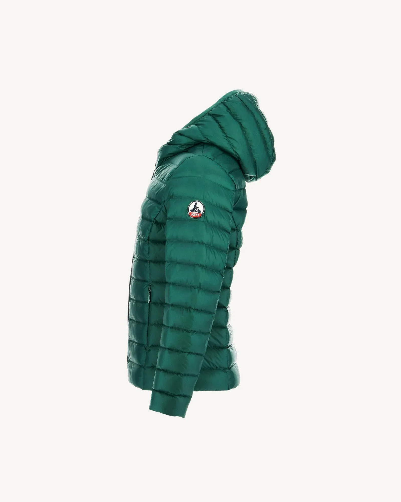 Dark green Carla kid's lightweight hooded puffer jacket