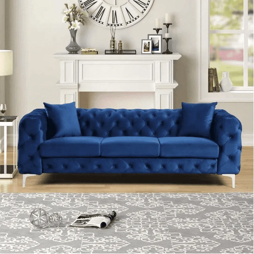 Dollo Chesterfield Suede Tufted Sofa Set