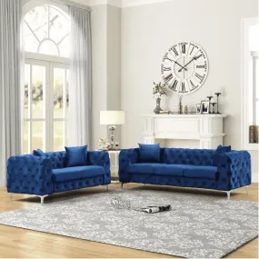 Dollo Chesterfield Suede Tufted Sofa Set