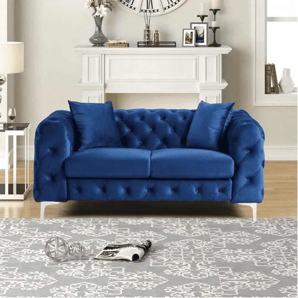 Dollo Chesterfield Suede Tufted Sofa Set