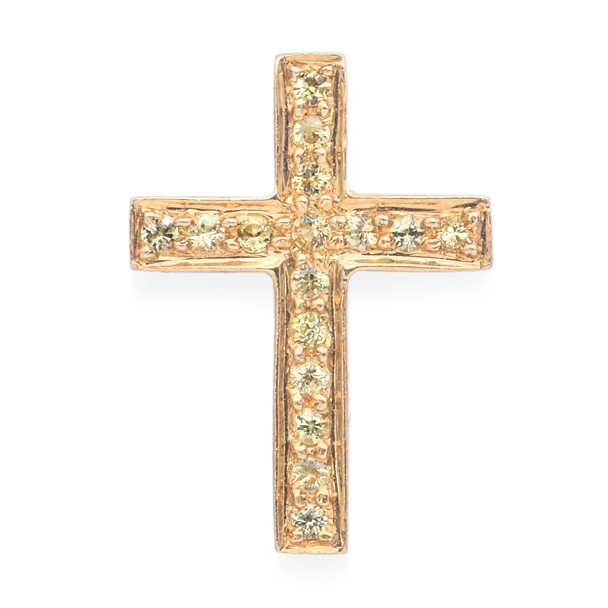 Estate 18K Yellow Gold Yellow Topaz Cross Pendant