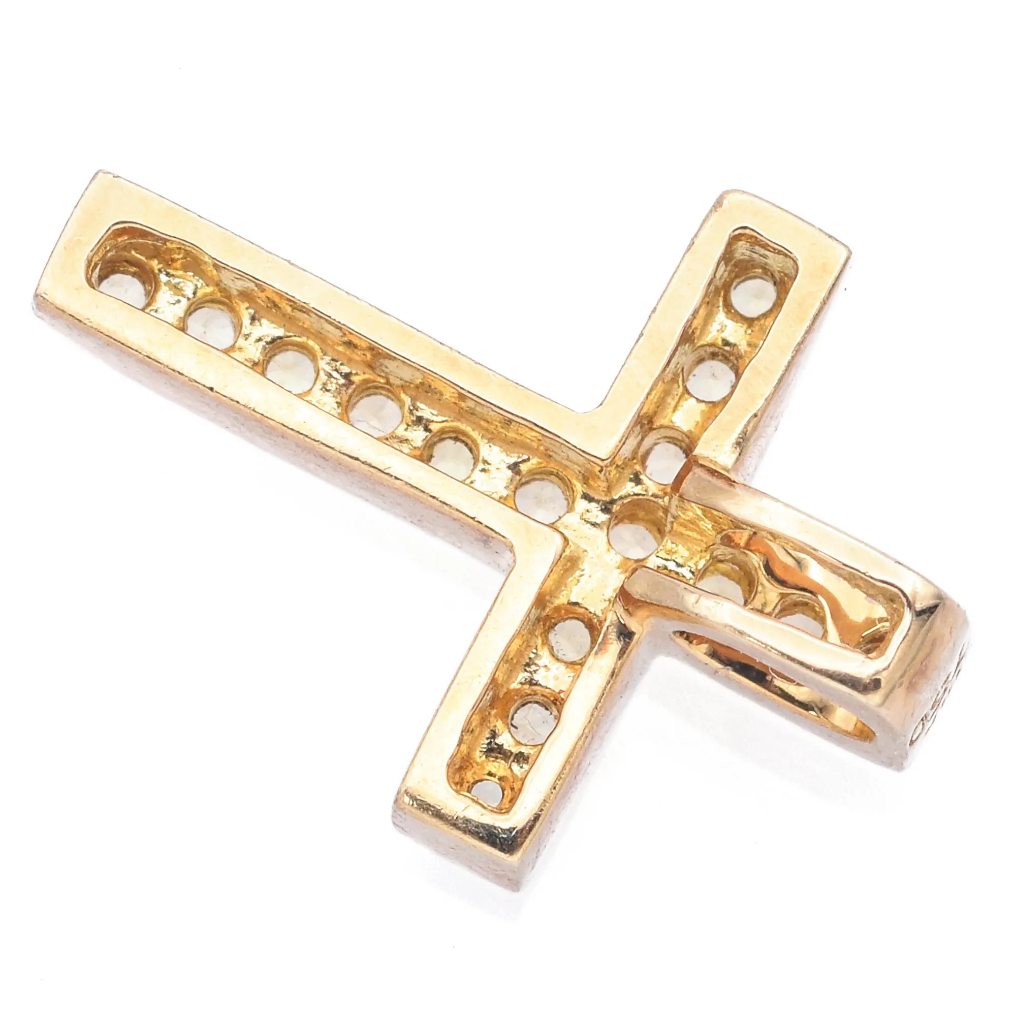 Estate 18K Yellow Gold Yellow Topaz Cross Pendant