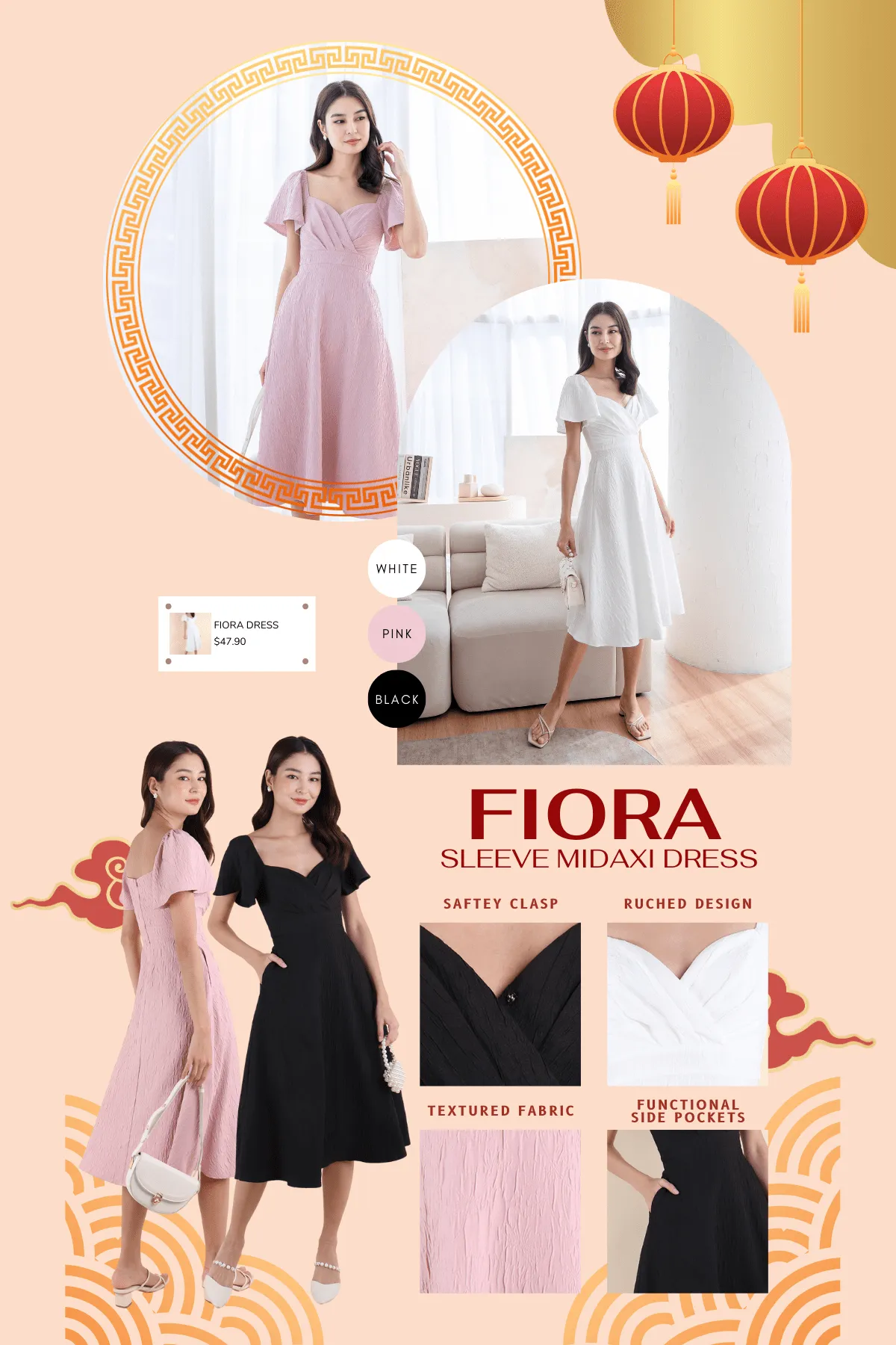 FIORA SLEEVE MIDAXI DRESS IN WHITE