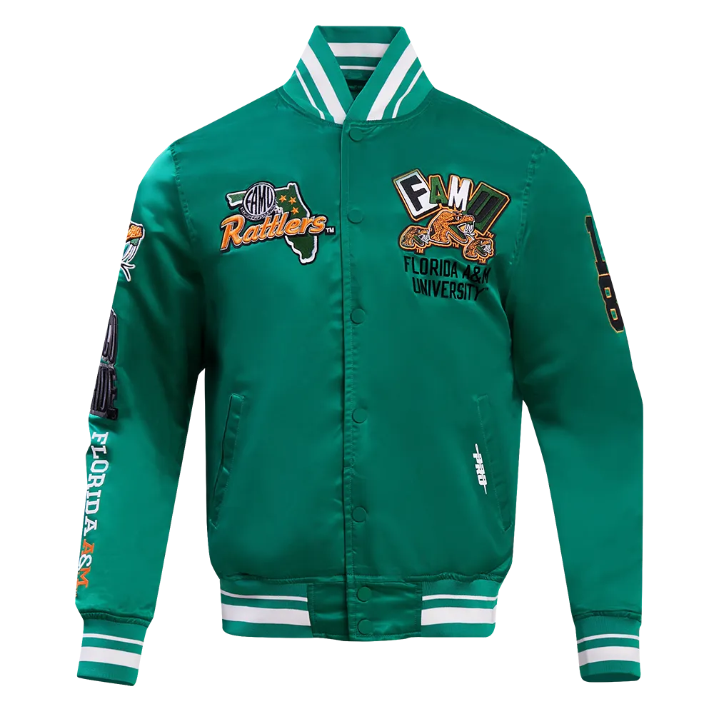 FLORIDA A&M UNIVERSTIY HOMECOMING MEN'S RIB SATIN JACKET (KELLY GREEN)