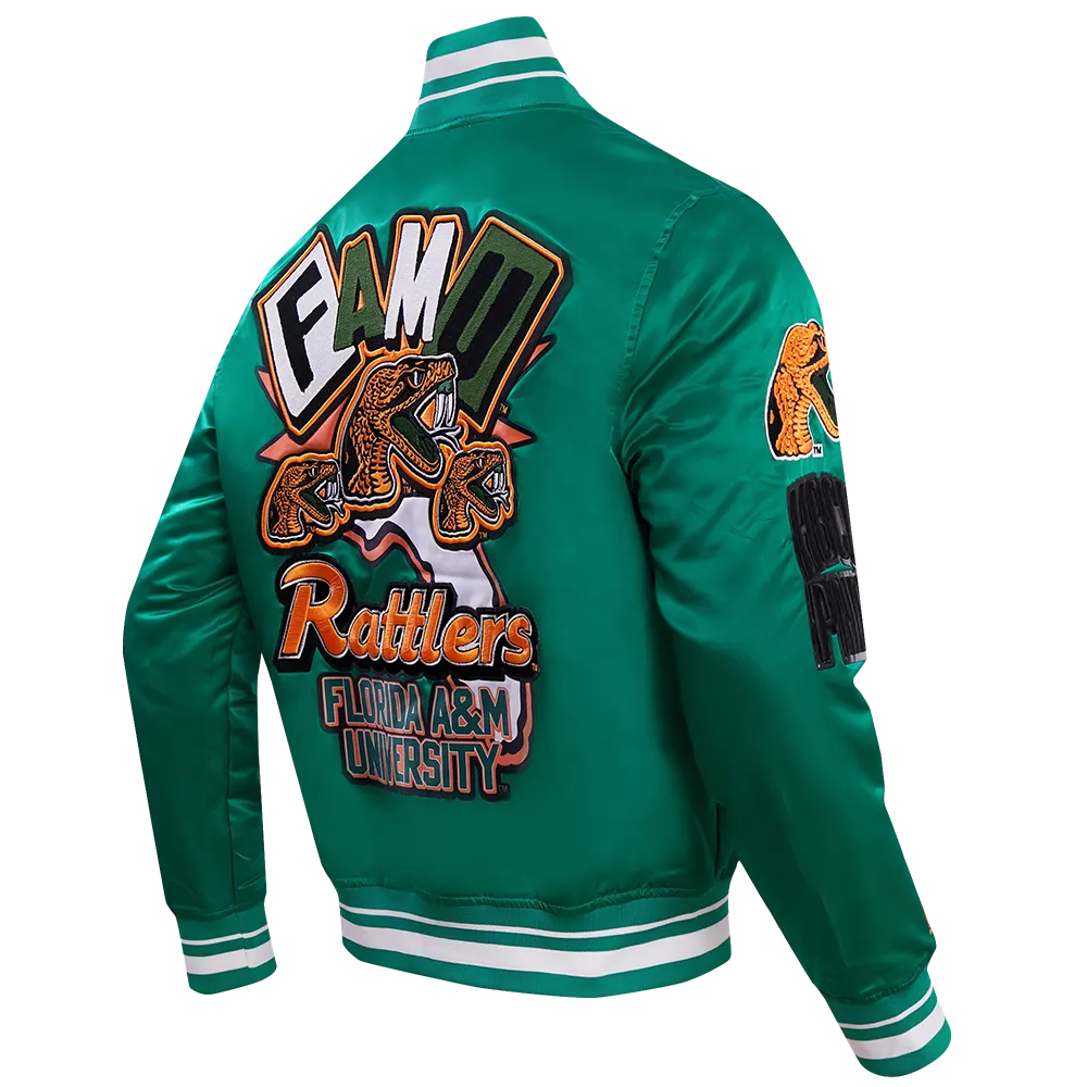 FLORIDA A&M UNIVERSTIY HOMECOMING MEN'S RIB SATIN JACKET (KELLY GREEN)