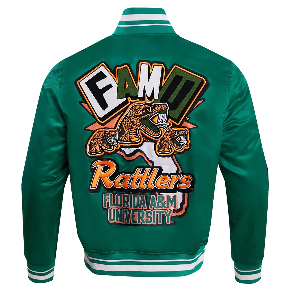 FLORIDA A&M UNIVERSTIY HOMECOMING MEN'S RIB SATIN JACKET (KELLY GREEN)