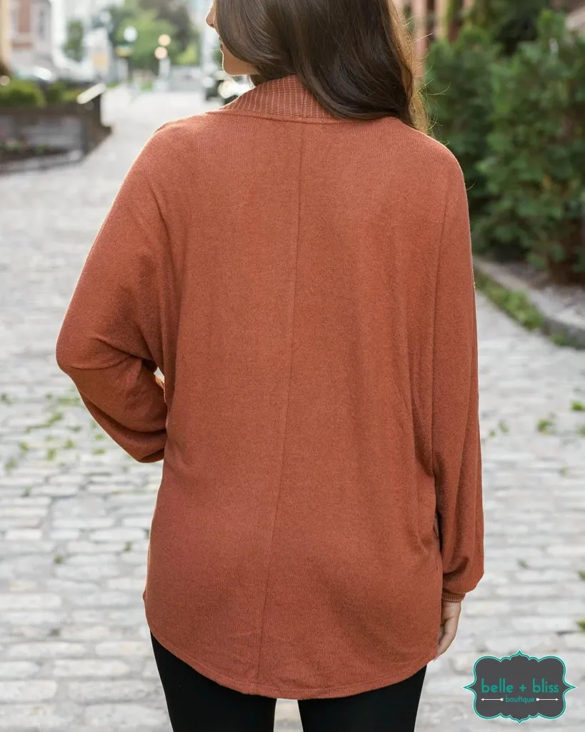 Grace and Lace Buttery Soft Cocoon Cardi - Cinnamon