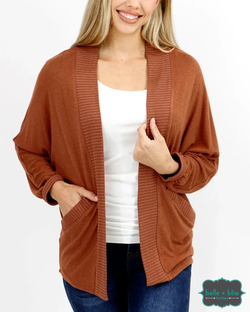 Grace and Lace Buttery Soft Cocoon Cardi - Cinnamon