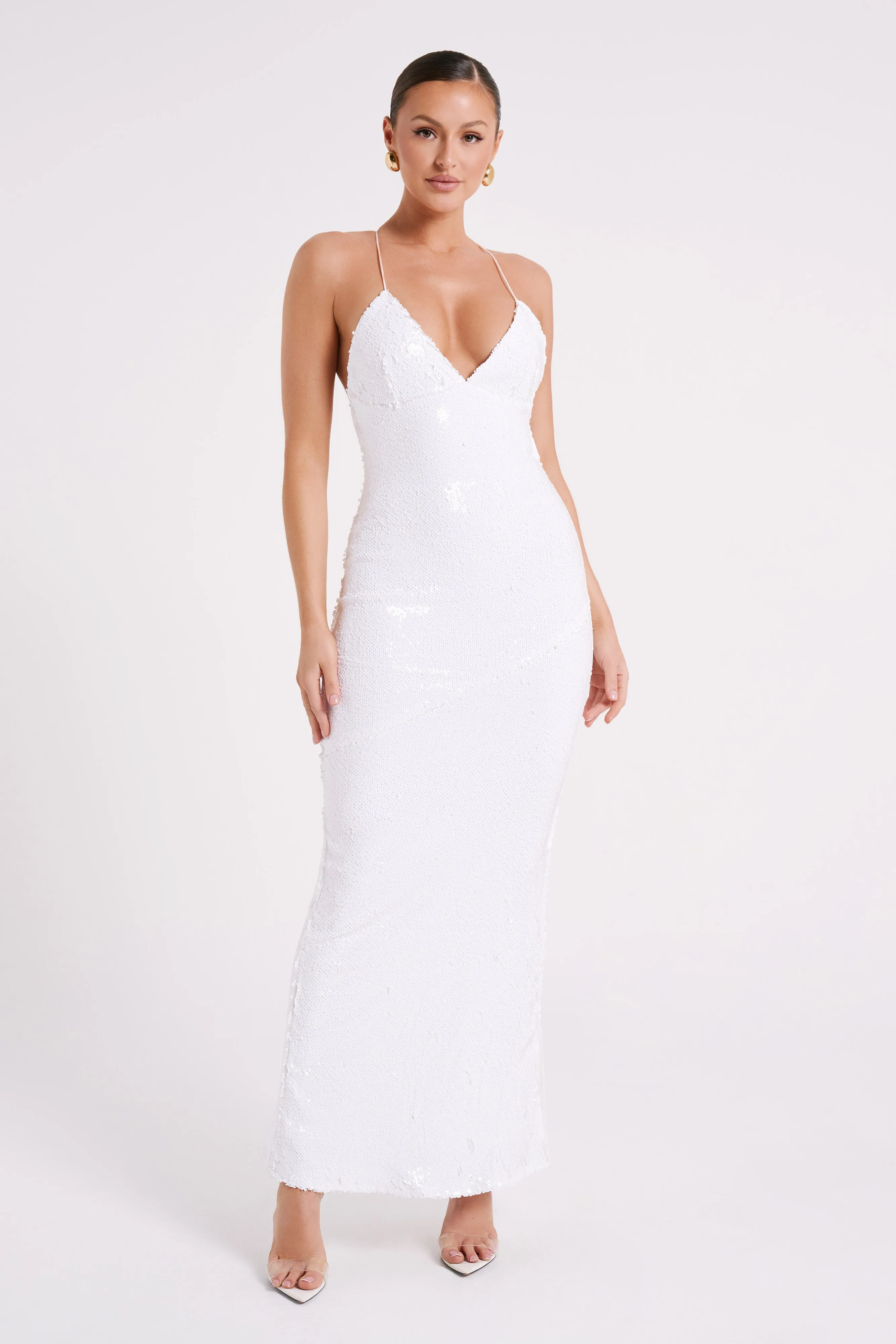 Gracie Sequin Maxi Dress - White