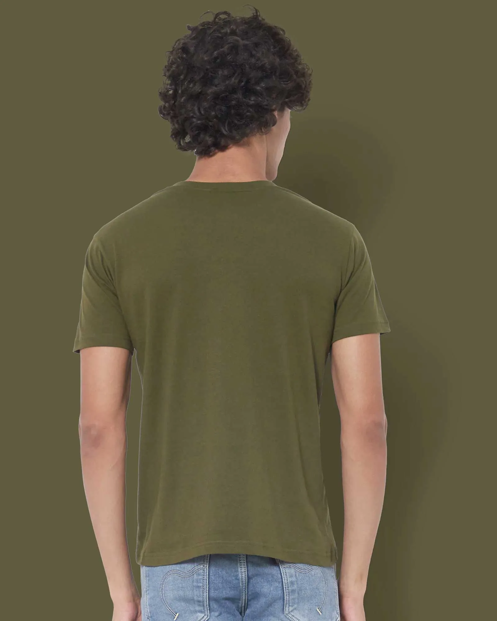 Half Sleeves Henley: Military Green