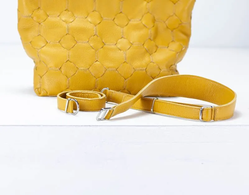 Helon clutch - Handwoven yellow leather