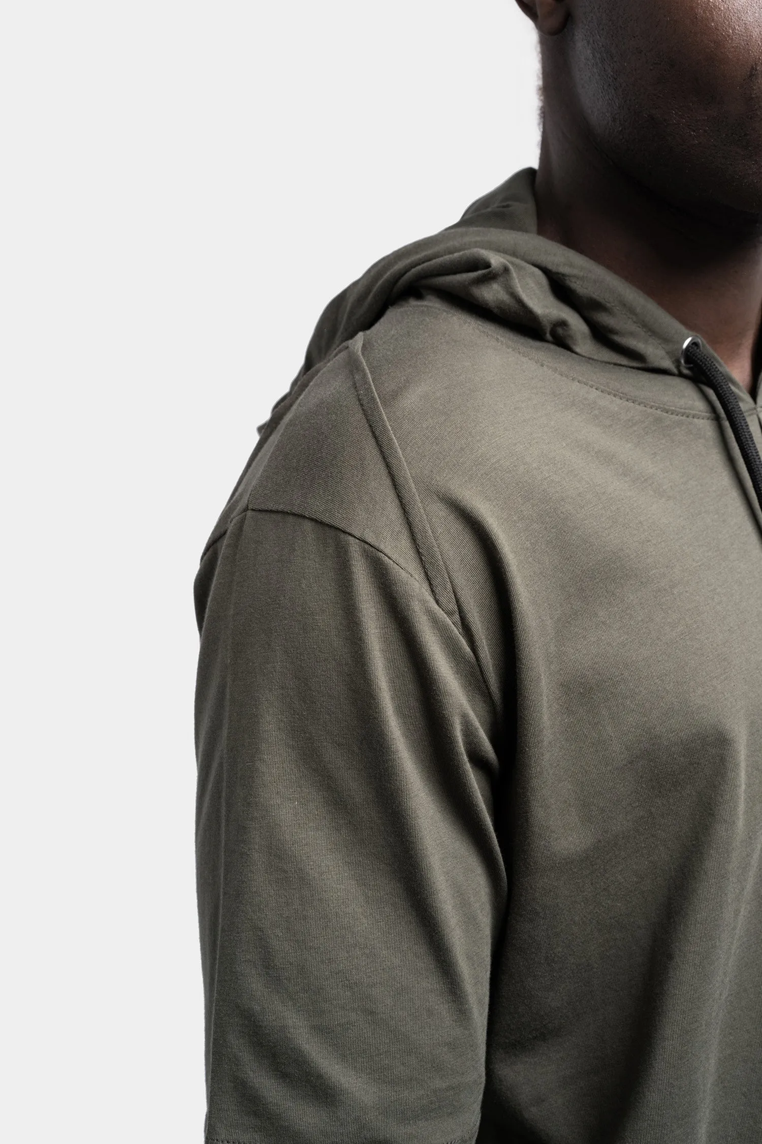 Hooded cotton t-shirt, Military green