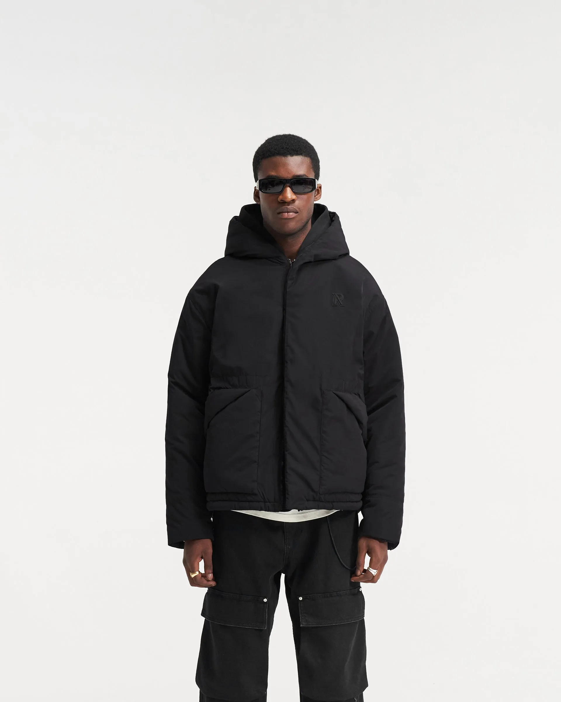 Hooded Puffer Jacket - Jet Black