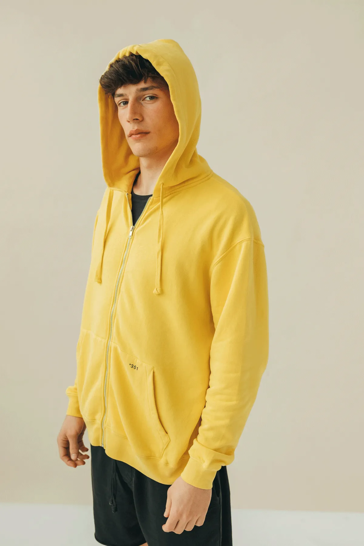 HOODIE ZIP PALE YELLOW