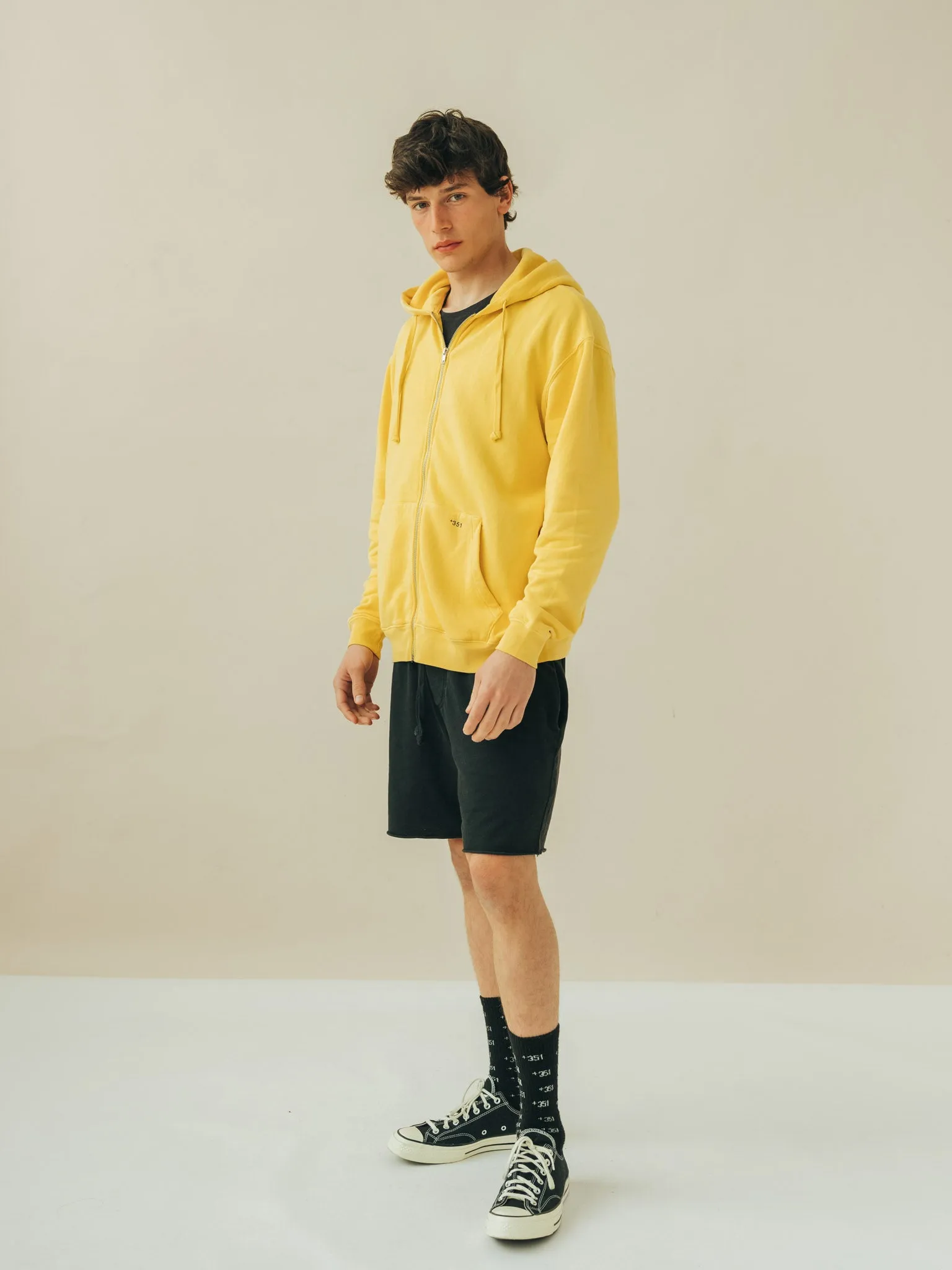 HOODIE ZIP PALE YELLOW