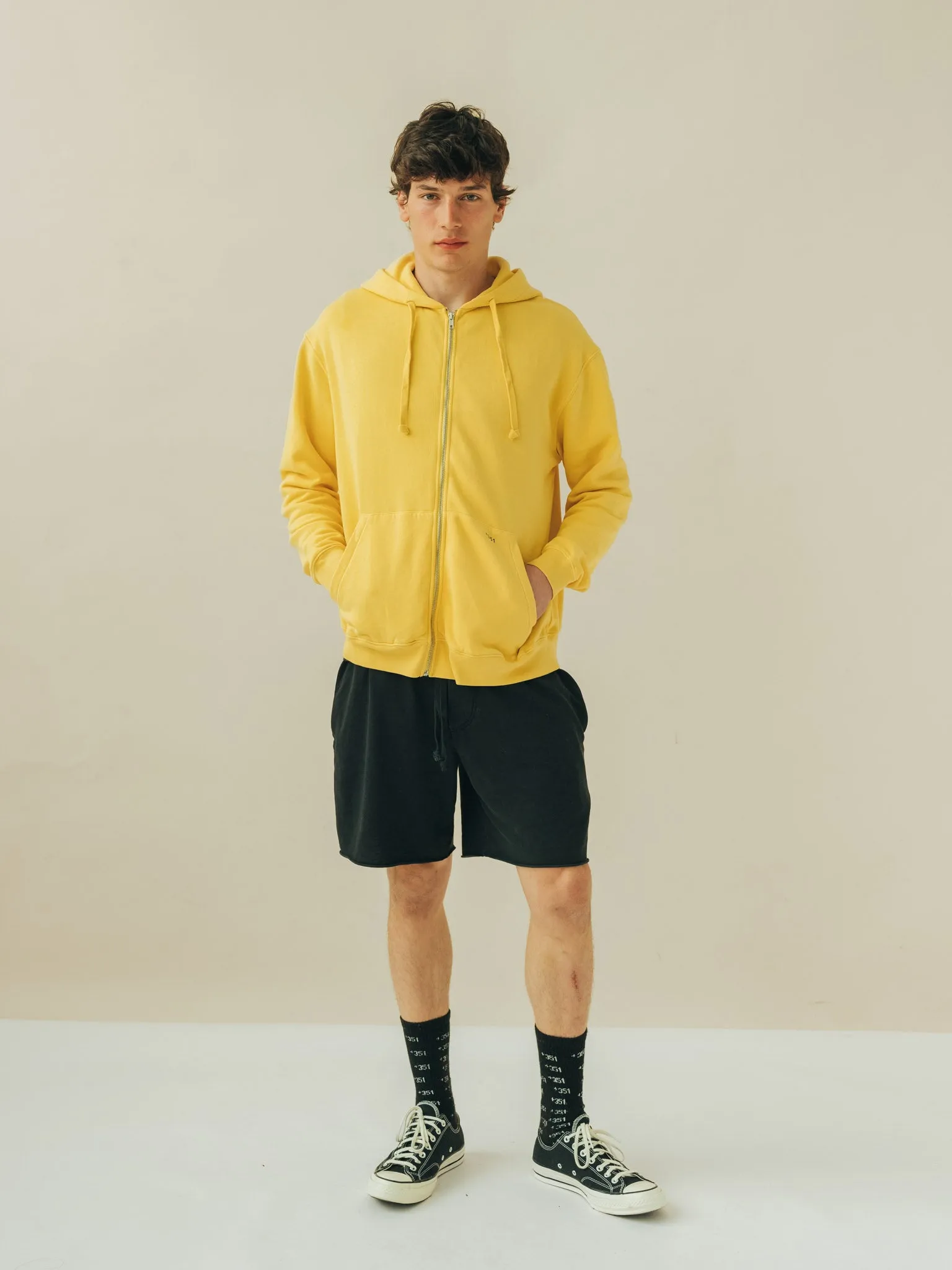 HOODIE ZIP PALE YELLOW